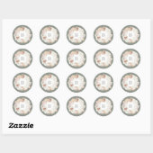 Sticker Rond Pampas Wreath Moss Sonde Vert Monogramme Simple (Feuille)