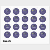 Sticker Rond Pampille de remise de diplôme écriture violet (Feuille)