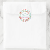 Sticker Rond Pamplemousse rose Motif sur les rayures vertes Ann (Sac)