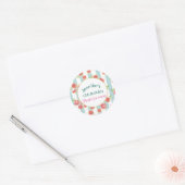 Sticker Rond Pamplemousse rose Motif sur les rayures vertes Ann (Enveloppe)