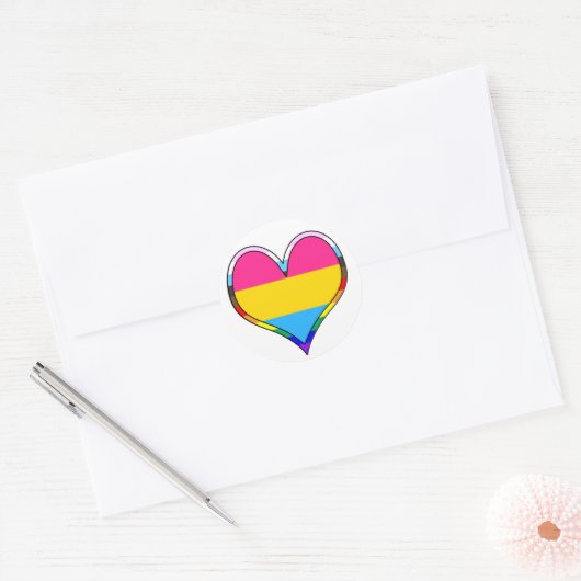 Sticker Rond Pan Pride Heart (Enveloppe)