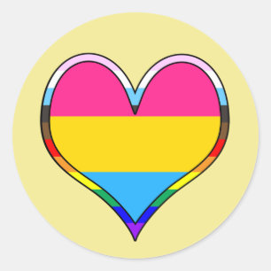 Sticker rond Pan Pride Heart Classic