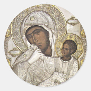 Sticker Rond Panagia Paramythia Icône chrétienne orthodoxe