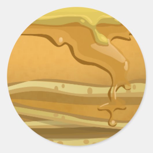 Sticker Rond Pancake et sirop d'érable mignon jaune brun (Devant)