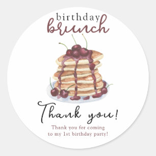 Sticker Rond Pancakes aquarelle fête d'anniversaire