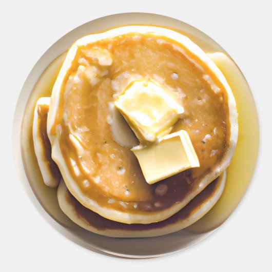 Sticker Rond Pancakes au beurre avec sirop (Devant)