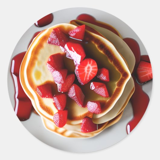 Sticker Rond Pancakes au sirop de fraise (Devant)