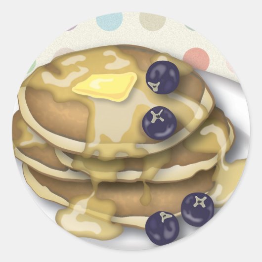 Sticker Rond Pancakes Au Sirop Et Aux Blueberries (Devant)