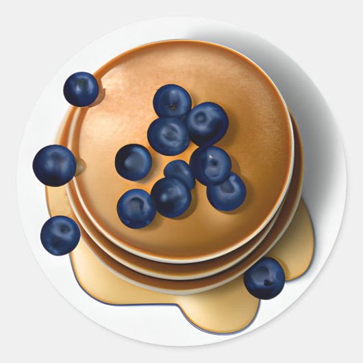 Sticker Rond Pancakes aux bleuets avec sirop (Devant)