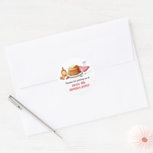 Sticker Rond Pancakes et pyjamas Petite fête (Enveloppe)