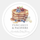 Sticker Rond Pancakes & Pacifiers Gray Baby Shower (Devant)