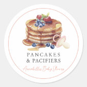 Sticker Rond Pancakes & Pacifiers Pink Girl Baby Shower (Devant)