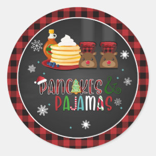Sticker Rond Pancakes & Pyjamas Stick de la fête de Noël