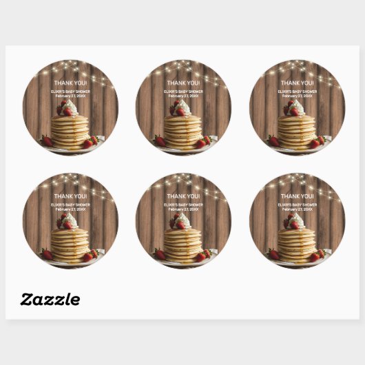 Sticker Rond Pancakes rustiques Baby shower bébé et brunch (Feuille)