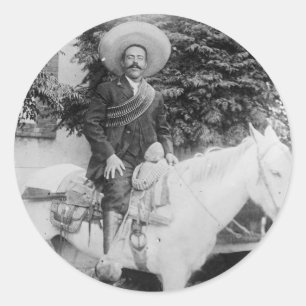 Sticker Rond Pancho Villa général révolutionnaire mexicain