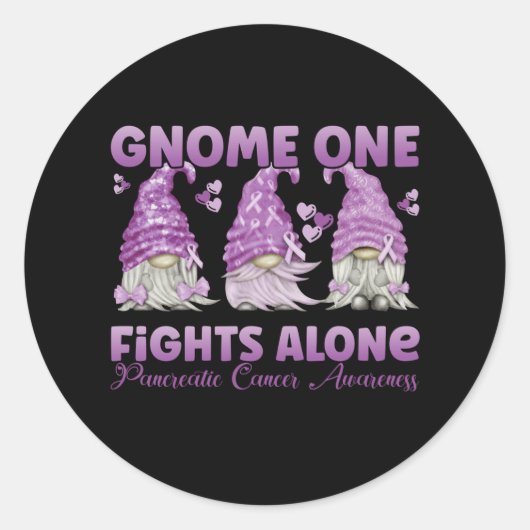 Sticker Rond Pancreatic Cancer Purple Gnome (Devant)