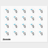 Sticker Rond Panda à la pluie avec parapluie (Feuille)