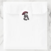 Sticker Rond Panda à la pluie avec parapluie (Sac)