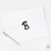 Sticker Rond Panda à la pluie avec parapluie (Enveloppe)
