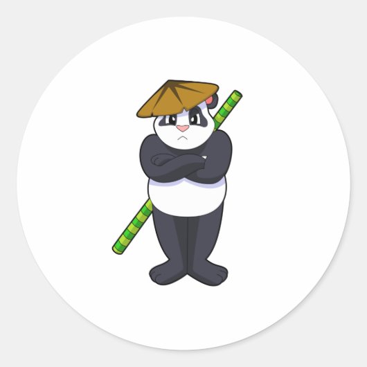 Sticker Rond Panda à Stick combat Martial arts.PNG (Devant)