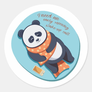 Sticker Rond panda adorable a besoin d'un appel matinal