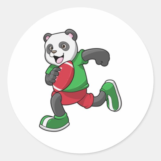 Sticker Rond Panda au football avec équipement (Devant)