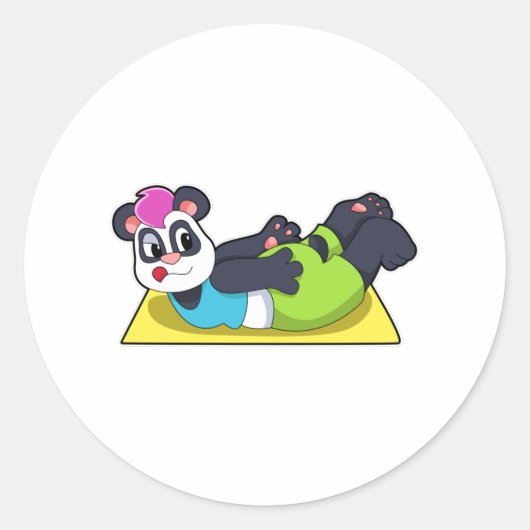 Sticker Rond Panda au Yoga sur tapis de Yoga (Devant)