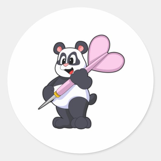 Sticker Rond Panda aux fléchettes avec Dart (Devant)