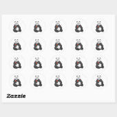 Sticker Rond Panda avec boisson (Feuille)