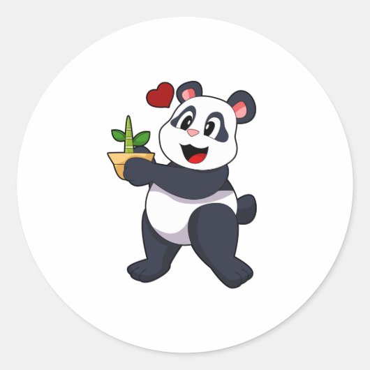 Sticker Rond Panda avec fleur de bambou (Devant)