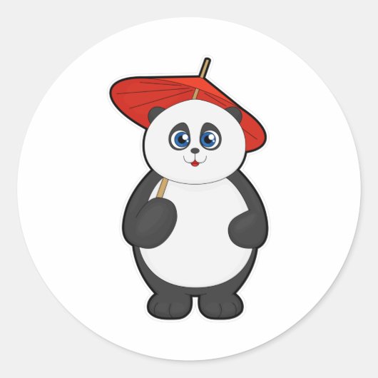 Sticker Rond Panda avec parapluie (Devant)
