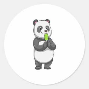 Sticker Rond Panda avec Popsicle