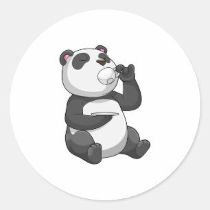 Sticker Rond Panda avec Tea Cup