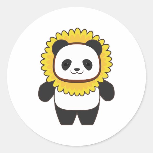 Sticker Rond Panda avec tournesol (Devant)