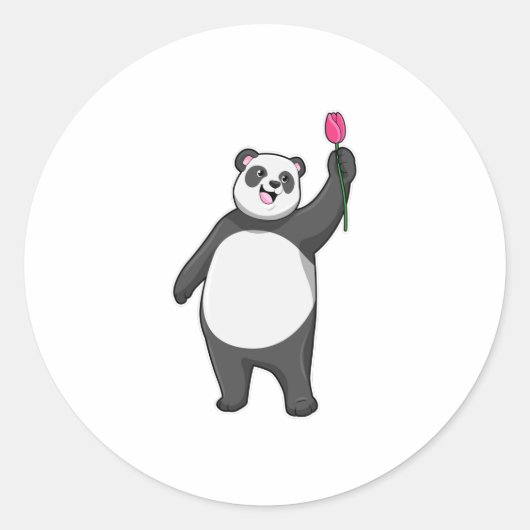 Sticker Rond Panda avec Tulipe (Devant)