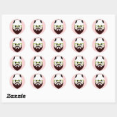 Sticker Rond Panda Bear avec une barbe (Feuille)