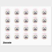 Sticker Rond Panda Bear in Flowers Fille Anniversaire Personnal (Feuille)