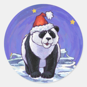 Sticker Rond Panda Bear Noël