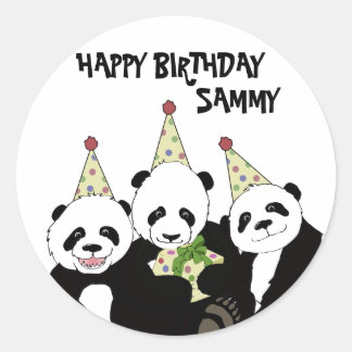 Sticker Rond Panda Bear Party par Kindred Design