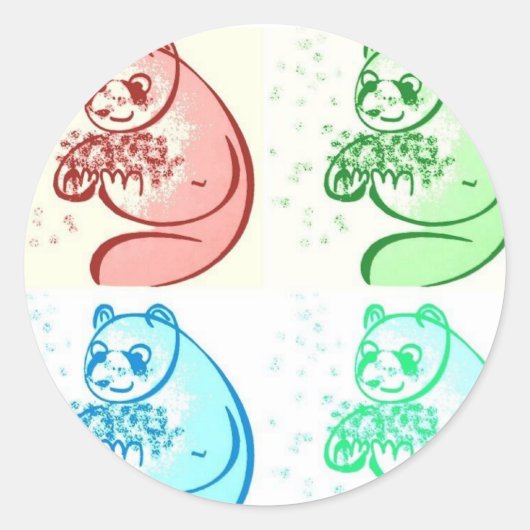 Sticker Rond Panda Bear Pop Art (Devant)