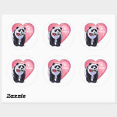 Sticker Rond Panda Bear Saint Valentin (Feuille)