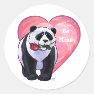 Sticker Rond Panda Bear Saint Valentin