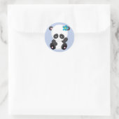 Sticker Rond Panda Bear Wave Blue (Sac)