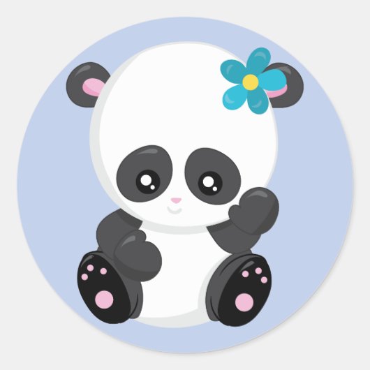 Sticker Rond Panda Bear Wave Blue (Devant)