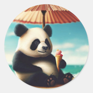 Sticker Rond Panda Bears