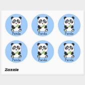 Sticker Rond Panda bébé mignonne et mignonne (Feuille)