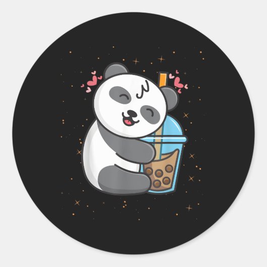 Sticker Rond Panda Boba Tea Buble Tea Kawaii Anime Japonais (Devant)