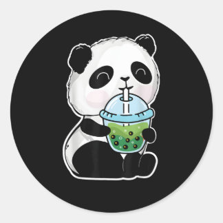 Sticker Rond Panda Boba Thé Panda Et Thé De Bulle