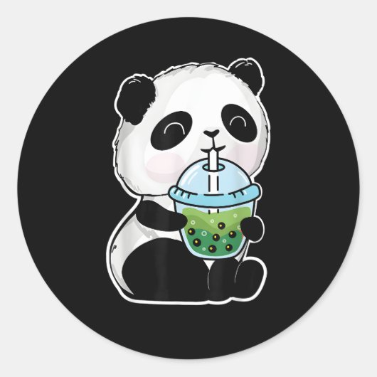 Sticker Rond Panda Boba Thé Panda Et Thé De Bulle (Devant)