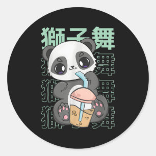 Sticker Rond Panda Boire Des Perles Boba Pour Bubble Thé Lait K
